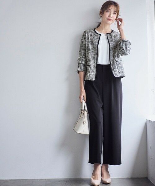 S size ONWARD(小さいサイズ) / エスサイズオンワード ノーカラージャケット | 【2SET】ウォッシャブルジャケット × ブラウス セット | 詳細1