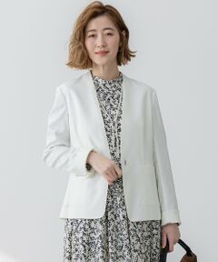 S size ONWARD(小さいサイズ) / エスサイズオンワード ノーカラージャケット | 【セットアップ対応/防シワ性/洗える】アイアスマットストレッチ ノーカラー ジャケット