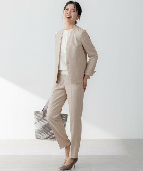 S size ONWARD(小さいサイズ) / エスサイズオンワード ノーカラージャケット | 【セットアップ対応/防シワ性/洗える】アイアスマットストレッチ ノーカラー ジャケット | 詳細12