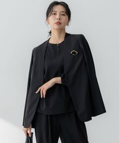 S size ONWARD(小さいサイズ) / エスサイズオンワード ノーカラージャケット | 【セットアップ対応/洗える】2WAYストレッチツイル ジャケット