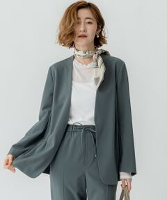 S size ONWARD(小さいサイズ) / エスサイズオンワード ノーカラージャケット | 【セットアップ対応/洗える】2WAYストレッチツイル ジャケット