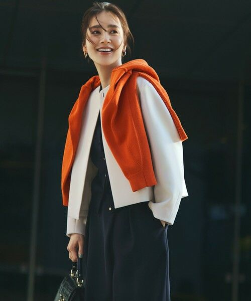 S size ONWARD(小さいサイズ) / エスサイズオンワード ノーカラージャケット | 【VERYコラボ】ストレッチトリプルクロス ノーカラージャケット | 詳細1