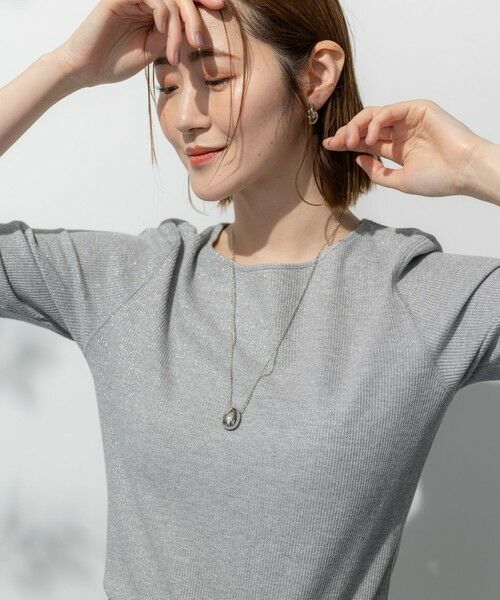 S size ONWARD(小さいサイズ) / エスサイズオンワード カットソー | 【SLOW/一部店舗限定】ラメリブジャージー ロングTシャツ | 詳細2