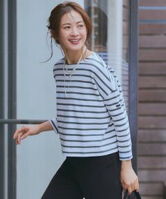 S size ONWARD(小さいサイズ) / エスサイズオンワード カットソー | 【洗える】Armor-lux スムース クロップド  ボーダー カットソー