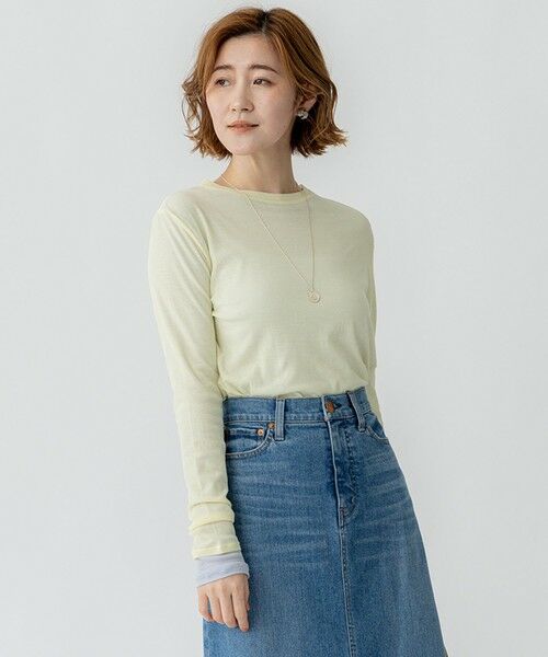 S size ONWARD(小さいサイズ)/エスサイズオンワード 【Oggi5月号掲載/洗える】シアー レイヤード TEE ライトイエロー系 32 S size ONWARD(小さいサイズ)/エスサイズオンワード 【Oggi5月号掲載/洗える】シアー レイヤード TEE ライトイエロー系 32