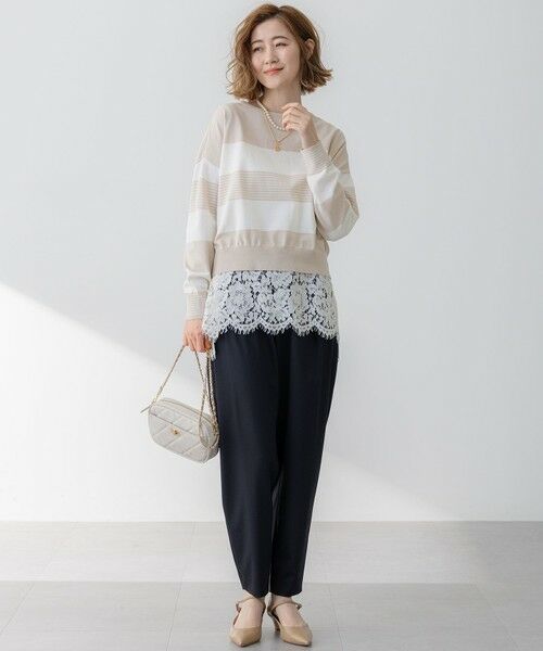 S size ONWARD(小さいサイズ) / エスサイズオンワード ニット・セーター | 【洗える】コットンポリエステルストレッチ ショート ニット | 詳細1