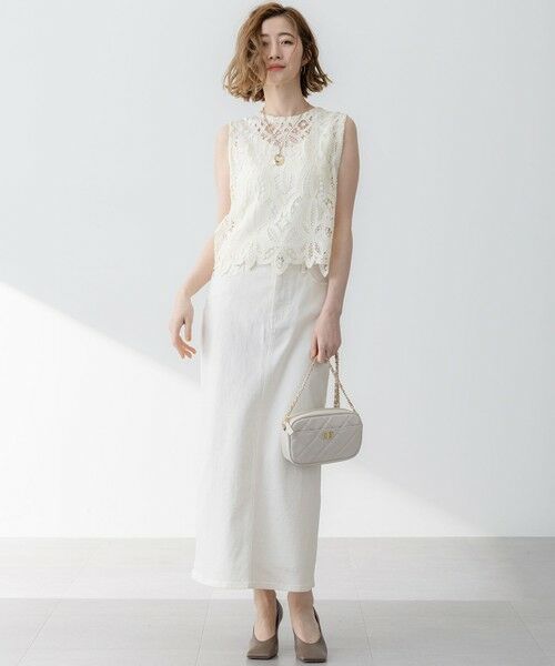 S size ONWARD(小さいサイズ) / エスサイズオンワード ベスト | 【洗える】エンブロイダリーレース ニットベスト | 詳細1