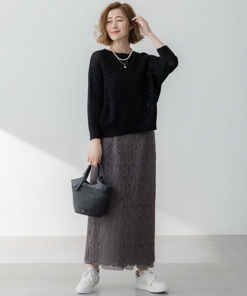 S size ONWARD(小さいサイズ) / エスサイズオンワード ニット・セーター | 【洗える】スパングル ボートネック ニット | 詳細7