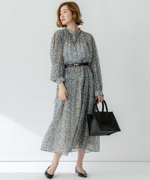 S size ONWARD(小さいサイズ) / エスサイズオンワード ロング・マキシ丈ワンピース | 【洗える】シアーヘリンボーンプリント ワンピース | 詳細4