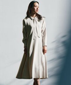 S size ONWARD(小さいサイズ) / エスサイズオンワード ロング・マキシ丈ワンピース | 【VERYコラボ】トリアセダブルジョーゼット つけ襟 ボウタイワンピース