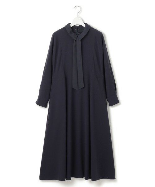 S size ONWARD(小さいサイズ) / エスサイズオンワード ロング・マキシ丈ワンピース | 【VERYコラボ】トリアセダブルジョーゼット つけ襟 ボウタイワンピース | 詳細7