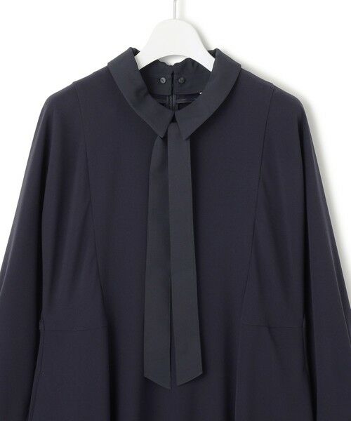 S size ONWARD(小さいサイズ) / エスサイズオンワード ロング・マキシ丈ワンピース | 【VERYコラボ】トリアセダブルジョーゼット つけ襟 ボウタイワンピース | 詳細11