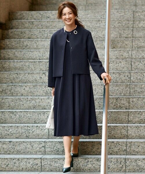 S size ONWARD(小さいサイズ) / エスサイズオンワード ロング・マキシ丈ワンピース | 【VERYコラボ】トリアセダブルジョーゼット つけ襟 ボウタイワンピース | 詳細2