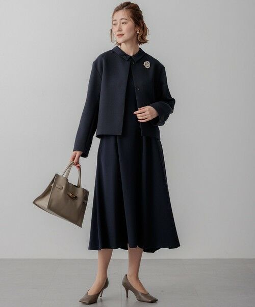 S size ONWARD(小さいサイズ) / エスサイズオンワード ロング・マキシ丈ワンピース | 【VERYコラボ】トリアセダブルジョーゼット つけ襟 ボウタイワンピース | 詳細5