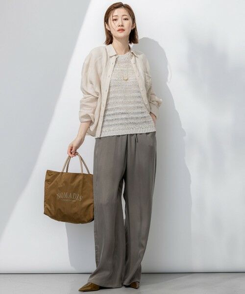 S size ONWARD(小さいサイズ) / エスサイズオンワード その他パンツ | 【SLOW/一部店舗限定】キュプラフィブリルクロス サイドライン ワイドパンツ | 詳細5