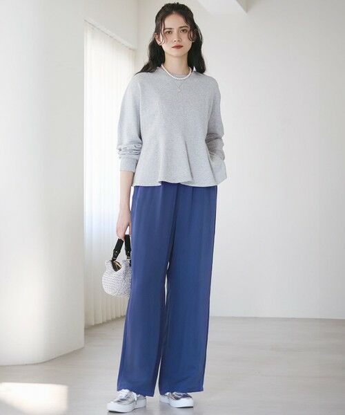 S size ONWARD(小さいサイズ) / エスサイズオンワード その他パンツ | 【SLOW/一部店舗限定】キュプラフィブリルクロス サイドライン ワイドパンツ | 詳細15