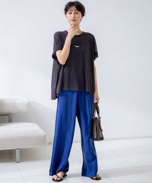 S size ONWARD(小さいサイズ) / エスサイズオンワード その他パンツ | 【SLOW/一部店舗限定】キュプラフィブリルクロス サイドライン ワイドパンツ | 詳細16