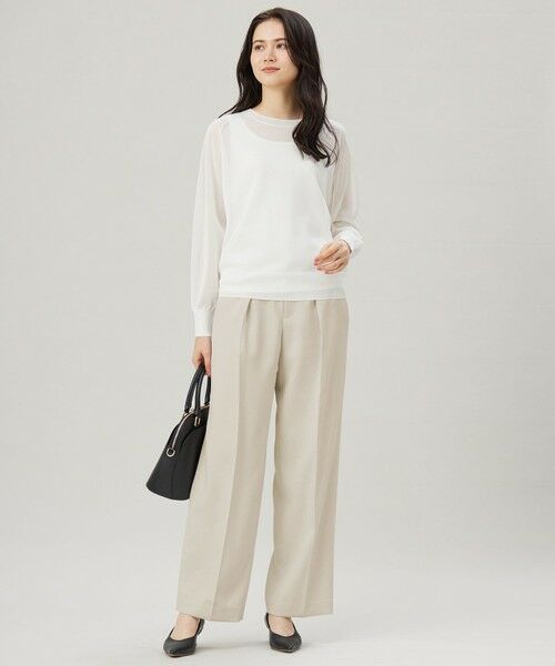 S size ONWARD(小さいサイズ) / エスサイズオンワード その他パンツ | 【セットアップ対応・接触冷感・洗える】リネンライクシンセティックワイドストレート パンツ | 詳細3