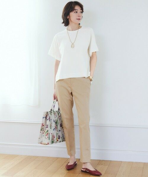 S size ONWARD(小さいサイズ) / エスサイズオンワード その他パンツ | 【UVカット・接触冷感・洗える】コットンサテンテーパード パンツ | 詳細2