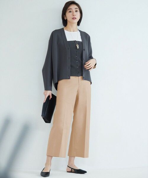 S size ONWARD(小さいサイズ) / エスサイズオンワード その他パンツ | 【UVカット・接触冷感・洗える】コットンサテンクロップド丈ワイドストレート パンツ | 詳細3