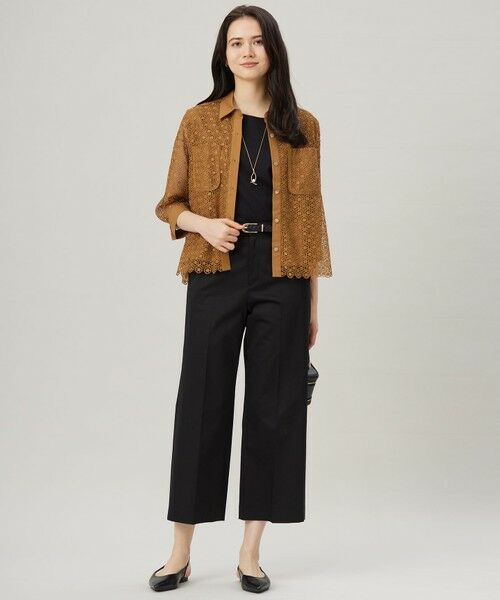 S size ONWARD(小さいサイズ) / エスサイズオンワード その他パンツ | 【UVカット・接触冷感・洗える】コットンサテンクロップド丈ワイドストレート パンツ | 詳細13