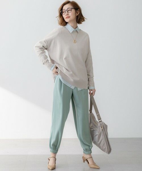 S size ONWARD(小さいサイズ) / エスサイズオンワード その他パンツ | 【防シワ性/吸水速乾】ジョーゼットサテン ジョグパンツ | 詳細13