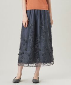 S size ONWARD(小さいサイズ) / エスサイズオンワード ミニ・ひざ丈スカート | 【洗える】フローティングエンブロイダリー スカート