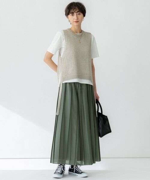 S size ONWARD(小さいサイズ) / エスサイズオンワード ロング・マキシ丈スカート | 【洗える】シアーコンビ プリーツ スカート | 詳細8