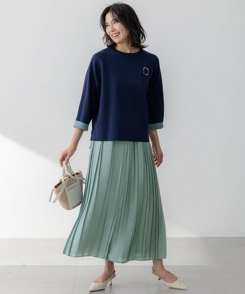 S size ONWARD(小さいサイズ) / エスサイズオンワード ロング・マキシ丈スカート | 【洗える】シアーコンビ プリーツ スカート | 詳細18