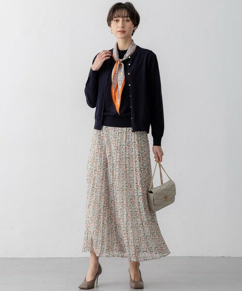 S size ONWARD(小さいサイズ) / エスサイズオンワード ロング・マキシ丈スカート | 【洗える】シアーヘリンボーンプリント プリーツ スカート | 詳細3