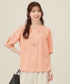 S size ONWARD(小さいサイズ) / エスサイズオンワード シャツ・ブラウス | 【洗える】バイカラーラッフルボウ ブラウス