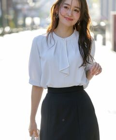 S size ONWARD(小さいサイズ) / エスサイズオンワード シャツ・ブラウス | 【洗える】バイカラーラッフルボウ ブラウス