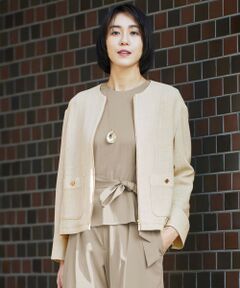 S size ONWARD(小さいサイズ) / エスサイズオンワード ノーカラージャケット | 【洗える】ライトカラミノーカラー ジャケット