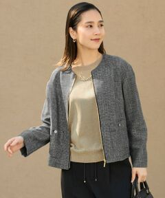 S size ONWARD(小さいサイズ) / エスサイズオンワード ノーカラージャケット | 【洗える】ライトカラミノーカラー ジャケット