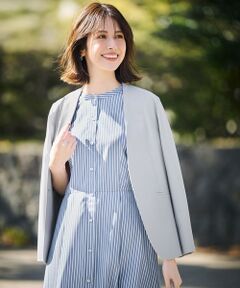 S size ONWARD(小さいサイズ) / エスサイズオンワード ノーカラージャケット | 【UVカット・接触冷感・吸水速乾】スマートビューティストレッチ ノーカラージャケット