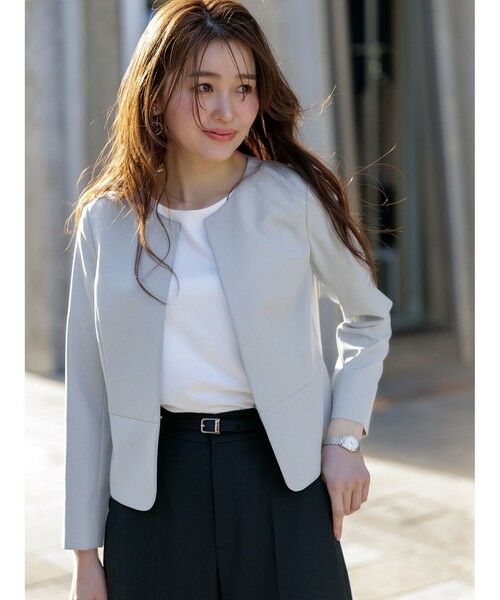 S size ONWARD(小さいサイズ) / エスサイズオンワード ノーカラージャケット | 【UVカット・接触冷感・吸水速乾】スマートビューティストレッチ ペプラムショート ジャケット | 詳細14