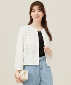 S size ONWARD(小さいサイズ) / エスサイズオンワード ノーカラージャケット | リボンヤーンシアーツイード ジャケット