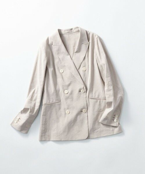 S size ONWARD(小さいサイズ) / エスサイズオンワード テーラードジャケット | 【洗える】リネンレーヨンストレッチ ダブル ジャケット | 詳細12