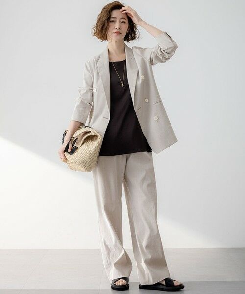 S size ONWARD(小さいサイズ) / エスサイズオンワード テーラードジャケット | 【洗える】リネンレーヨンストレッチ ダブル ジャケット | 詳細8