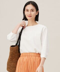 S size ONWARD(小さいサイズ) / エスサイズオンワード カットソー | 【接触冷感・UVカット・洗える】ストライプコットンハイゲージフォルムスリーブ カットソー