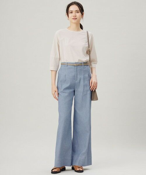 S size ONWARD(小さいサイズ) / エスサイズオンワード カットソー | 【接触冷感・UVカット・洗える】ストライプコットンハイゲージフォルムスリーブ カットソー | 詳細4