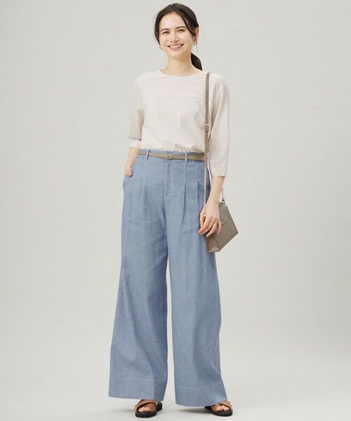 S size ONWARD(小さいサイズ) / エスサイズオンワード カットソー | 【接触冷感・UVカット・洗える】ストライプコットンハイゲージフォルムスリーブ カットソー | 詳細5