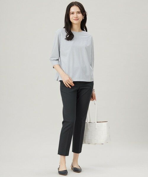 S size ONWARD(小さいサイズ) / エスサイズオンワード カットソー | 【接触冷感・UVカット・洗える】ストライプコットンハイゲージフォルムスリーブ カットソー | 詳細8