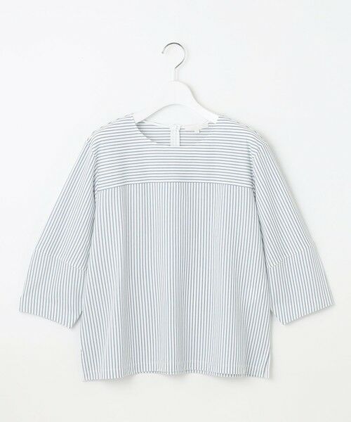 S size ONWARD(小さいサイズ) / エスサイズオンワード カットソー | 【接触冷感・UVカット・洗える】ストライプコットンハイゲージフォルムスリーブ カットソー | 詳細9