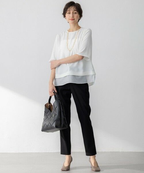 S size ONWARD(小さいサイズ) / エスサイズオンワード カットソー | 【新色追加】ストレッチジョーゼット シアーコンビ カットソー | 詳細5