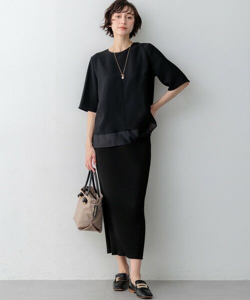 S size ONWARD(小さいサイズ) / エスサイズオンワード カットソー | 【新色追加】ストレッチジョーゼット シアーコンビ カットソー | 詳細17