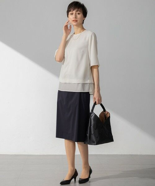 S size ONWARD(小さいサイズ) / エスサイズオンワード カットソー | 【新色追加/Oggi掲載】ストレッチジョーゼット シアーコンビ カットソー | 詳細25