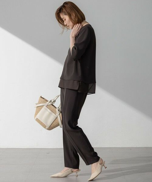 S size ONWARD(小さいサイズ) / エスサイズオンワード カットソー | 【新色追加】ストレッチジョーゼット シアーコンビ カットソー | 詳細29