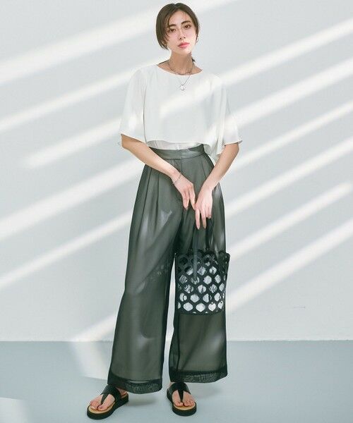 S size ONWARD(小さいサイズ) / エスサイズオンワード カットソー | 【吸水速乾/UVカット/接触冷感】ストレッチジョーゼット  ケープデザイン カットソー | 詳細1