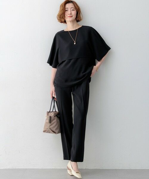 S size ONWARD(小さいサイズ) / エスサイズオンワード カットソー | 【新色追加】ストレッチジョーゼット  ケープデザイン カットソー | 詳細7